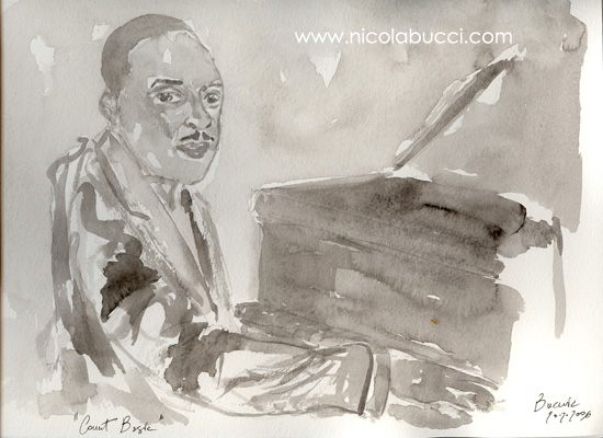 Nicola Bucci -Bucnic-: jazz water colours - acquerelli jazz. Armstrong, Billie Holiday, Monk, Miles Davis, Chet Baker, John Coltrane, Charlie parker, Clifford Brown, Dizzie Gillespie, Ella Fitzgerald...