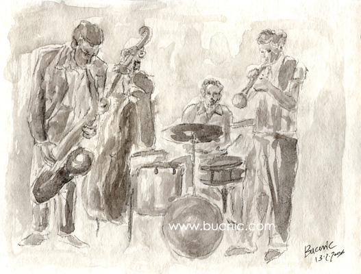 Nicola Bucci -Bucnic-: jazz water colours - acquerelli jazz. Armstrong, Billie Holiday, Monk, Miles Davis, Chet Baker, John Coltrane, Charlie parker, Clifford Brown, Dizzie Gillespie, Ella Fitzgerald...