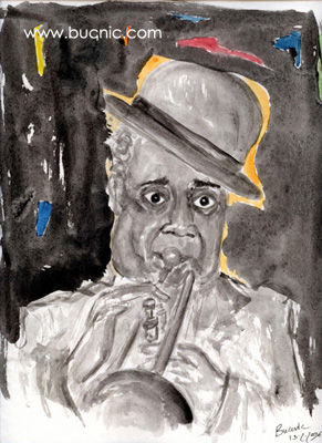Nicola Bucci -Bucnic-: jazz water colours - acquerelli jazz. Armstrong, Billie Holiday, Monk, Miles Davis, Chet Baker, John Coltrane, Charlie parker, Clifford Brown, Dizzie Gillespie, Ella Fitzgerald...