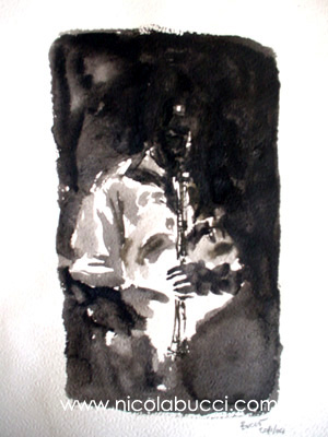 Nicola Bucci -Bucnic-: jazz water colours - acquerelli jazz. Armstrong, Billie Holiday, Monk, Miles Davis, Chet Baker, John Coltrane, Charlie parker, Clifford Brown, Dizzie Gillespie, Ella Fitzgerald...